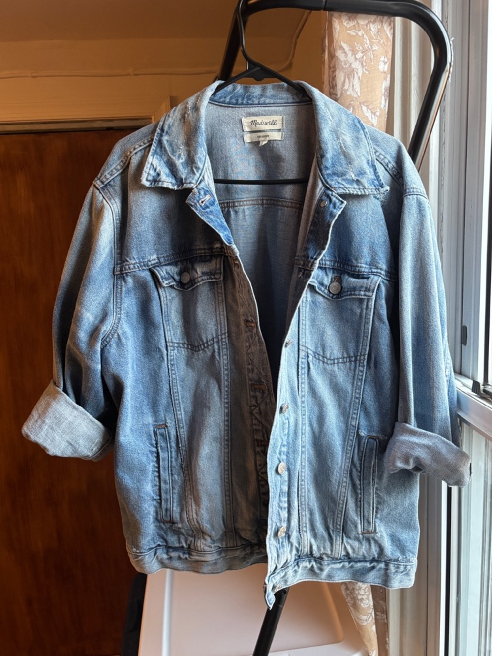 EUC Madewell Oversized Blue Jean Jacket | Distressed Denim | Women’s Plus 1X - Picture 2 of 16